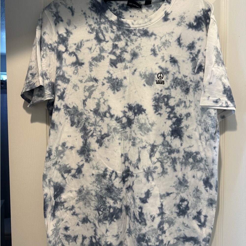Vans White and Blue Tie-Dye Short Sleeve Tee